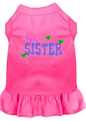 Big Sister Screen Print Dog Dress Bright Pink 4x