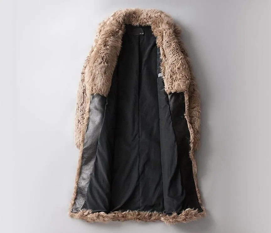 Brown Real Sheep Fur Turn-down Collar Coats