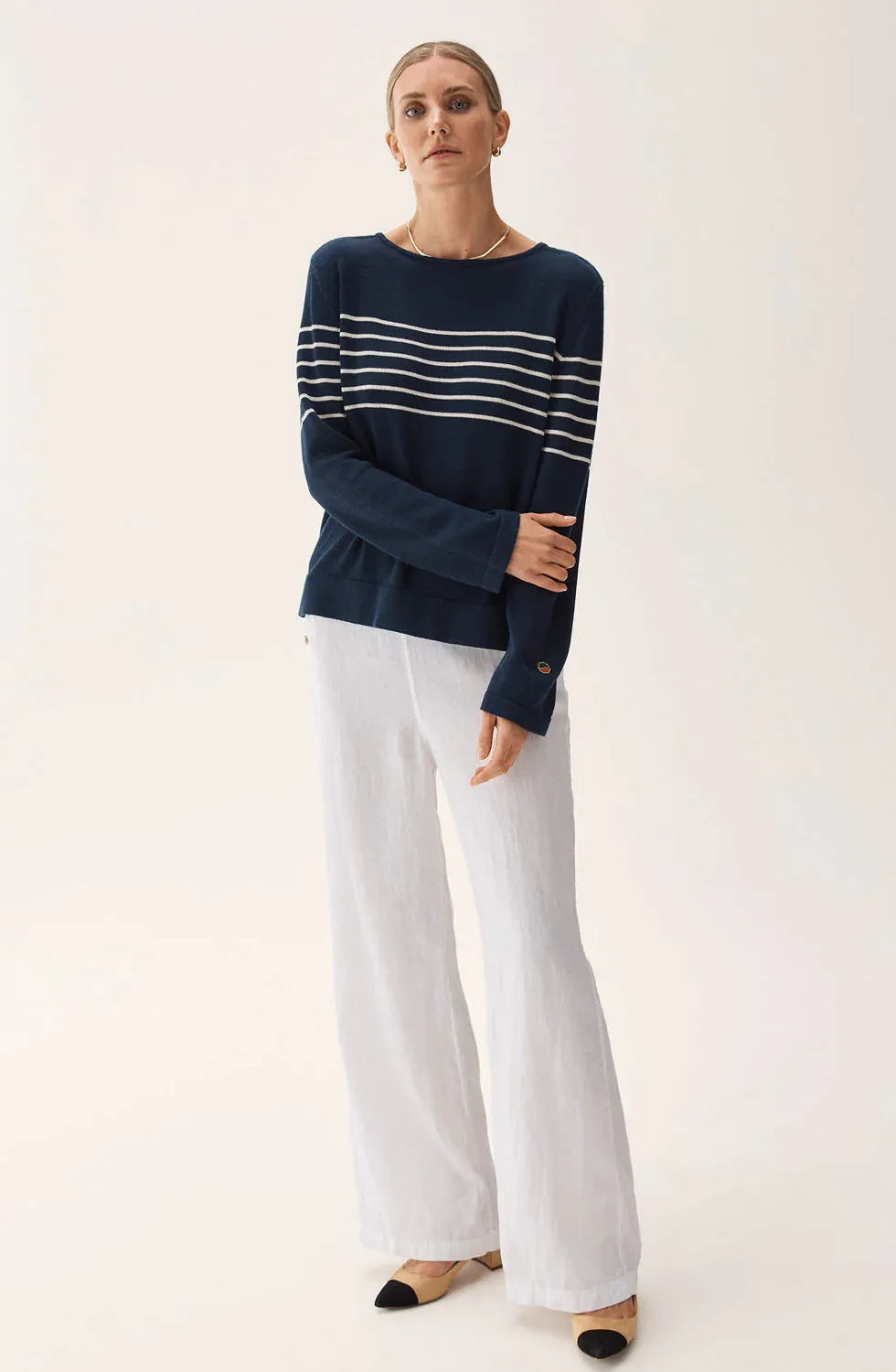 Carrie Sweater - Marine/Ecru