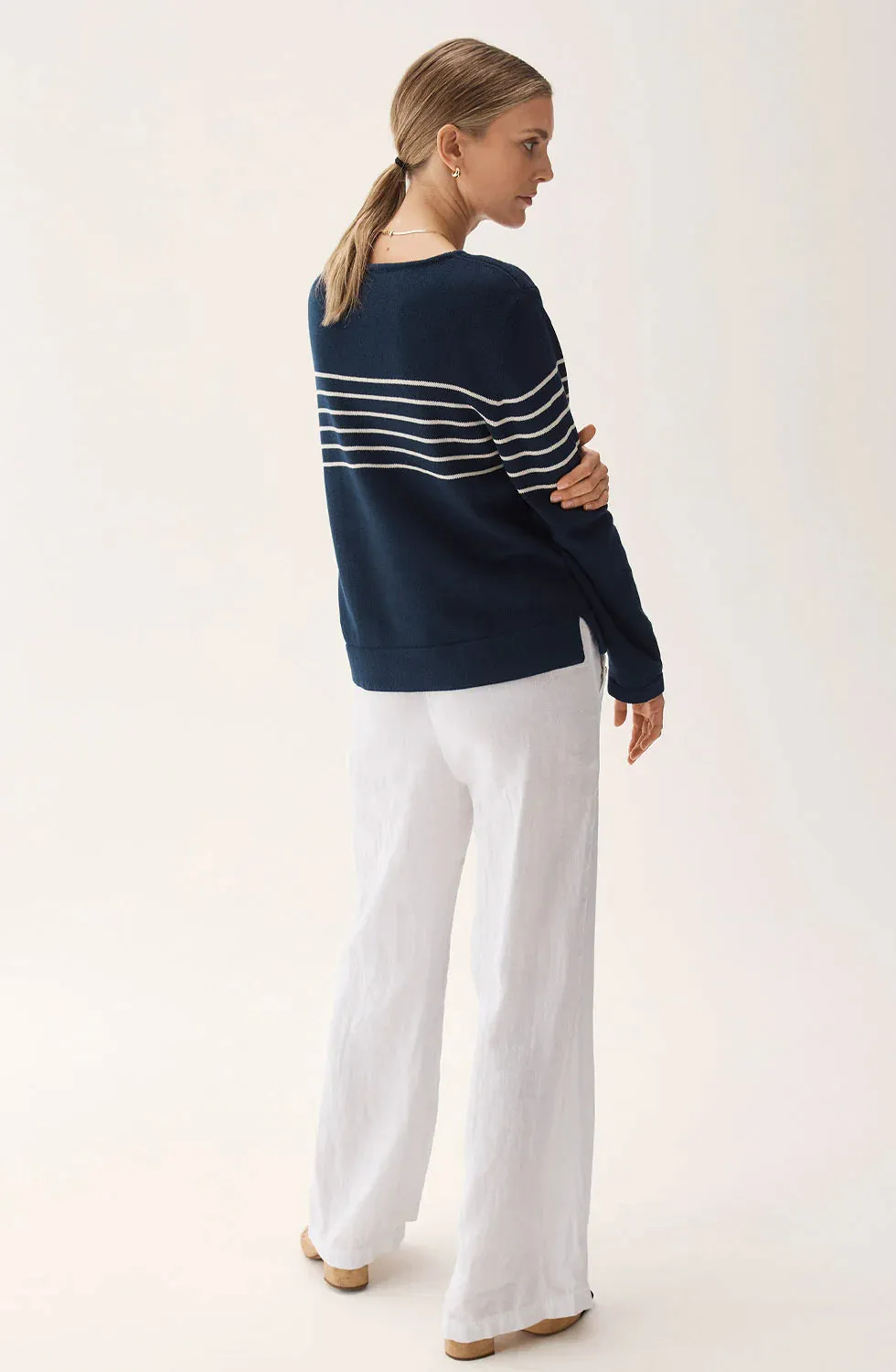 Carrie Sweater - Marine/Ecru