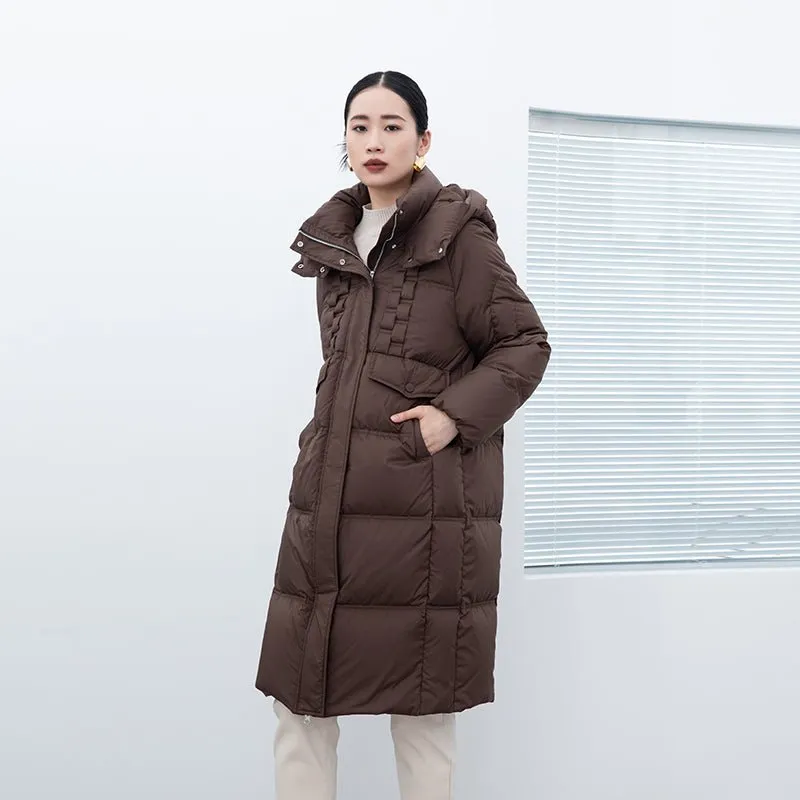 Dark Brown Long Puffer Jacket