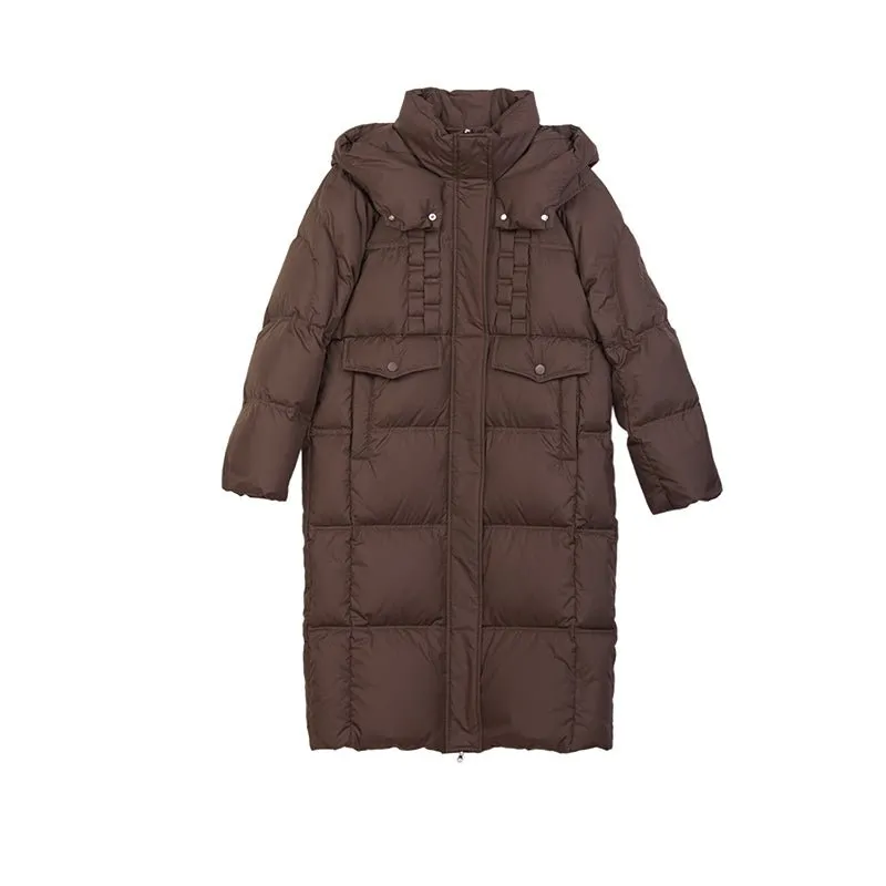 Dark Brown Long Puffer Jacket