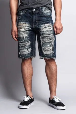 Distressed Paint Splattered Denim Shorts