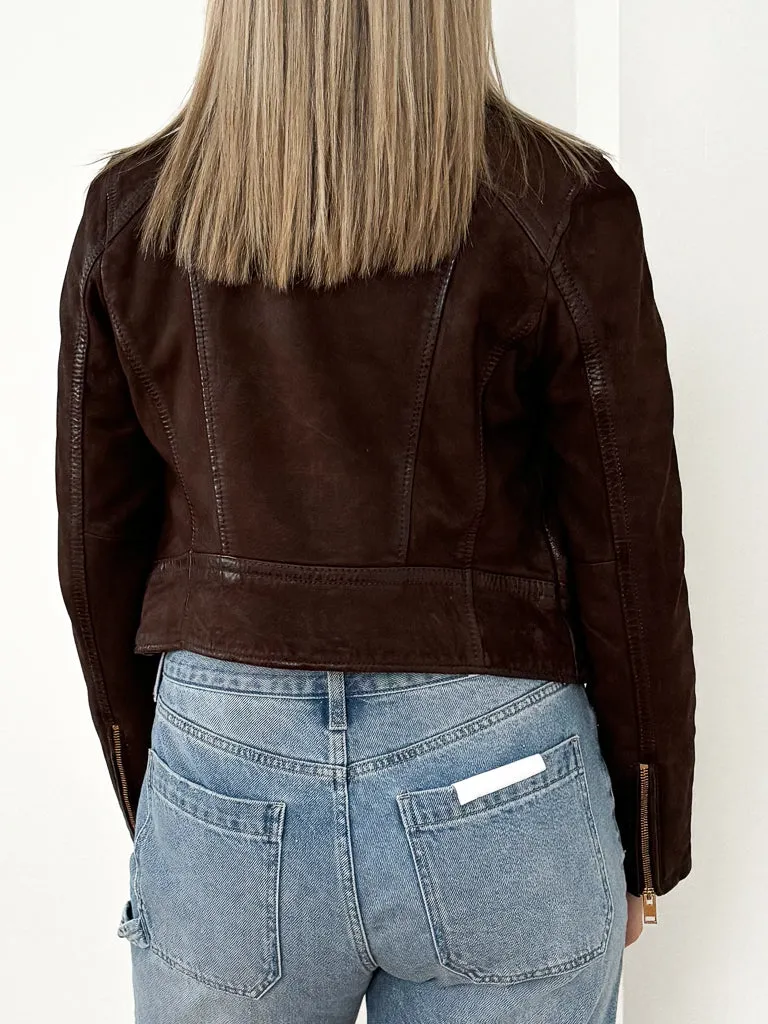 Fanny Leather Jacket- Brown