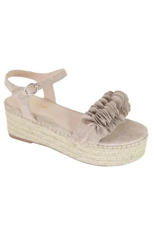 FINAL SALE - Taupe Ruffle Espadrille Sandal