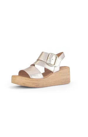 Gabor Buckle Wedge Sandal in Gold