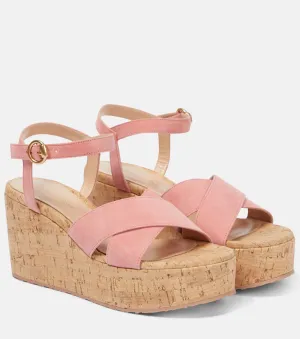 Gianvito Rossi suede wedge sandals, pink