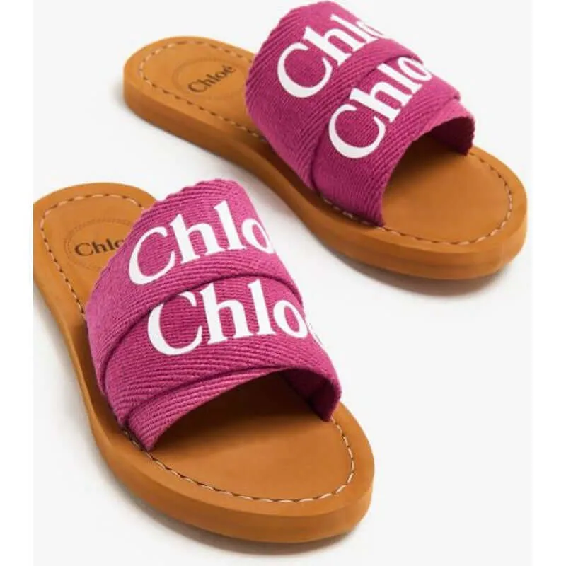 Girls Fuscia Logo Sliders