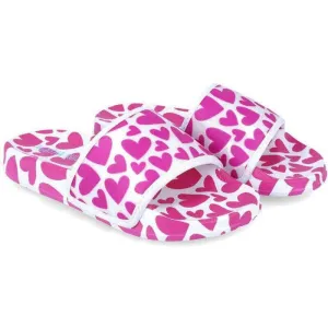 Girls Pink Fuscia Hearts Slides