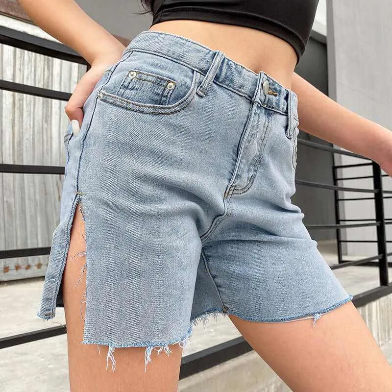 Glow Chic's High-Waist Side Split Slimming Denim Shorts