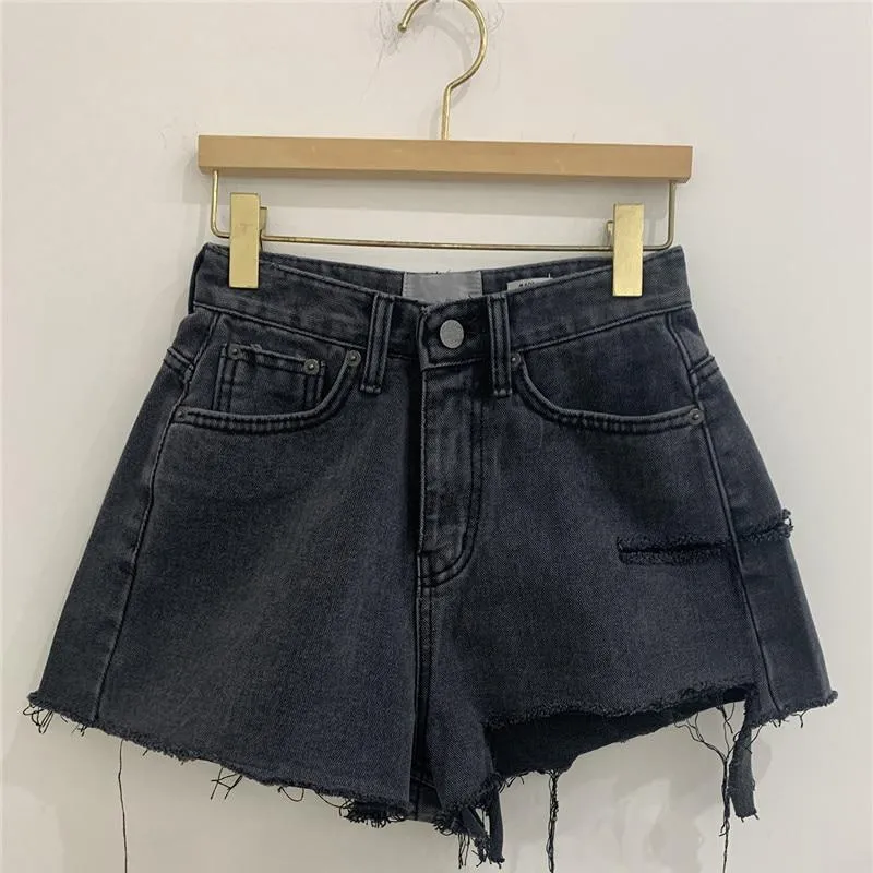 High Waist A-line Women Denim Shorts Ladies Tassels Jeans Shorts