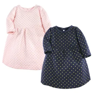 Hudson Baby Cotton Dresses, Metallic Navy Pink