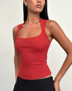 Jinsu Top in Textured Stretch Red