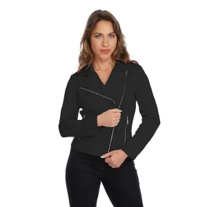 Lior Ponte Knit Motto Jacket in Black - Dallas-BLK