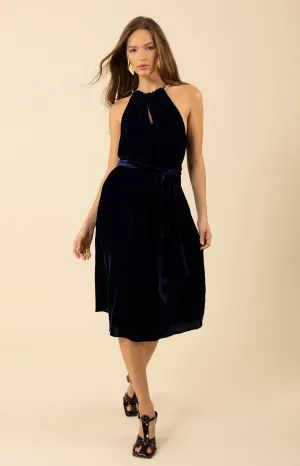 Meadow Halter Velvet Dress