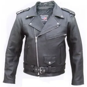 Mens Classic Black Buffalo Leather Motorcycle Jacket