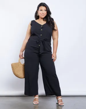 Chic Plus Size Jetsetter Button-Up Jumpsuit for Women