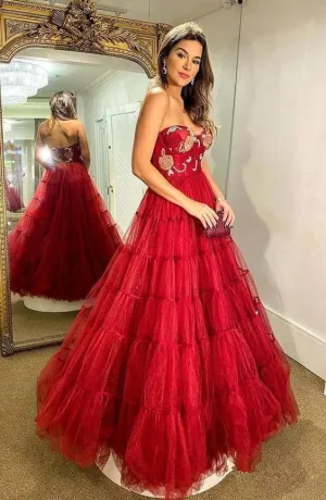 Red Prom Dresses,Evening Dresses,Winter Formal Dresses    S1914