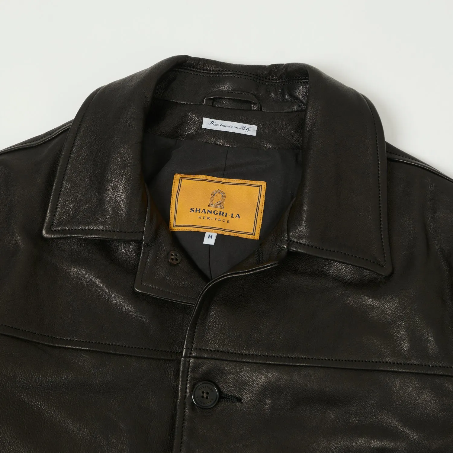 Shangri-La Heritage 'Enzo' Leather Car Coat - Black