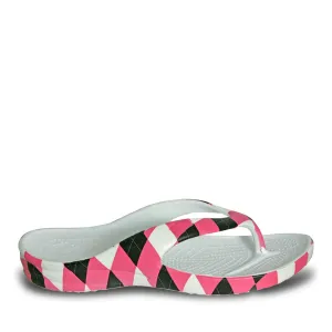 Women's Loudmouth Flip Flops - Pink and Black Tile