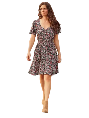 Wrangler Women's Retro Flutter Floral Snap Front Dress